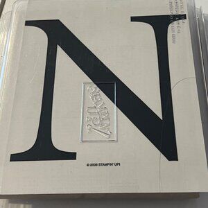 Stampin Up! 2006 Monogram N Wood Rubber Stamp 5x5 Inches
